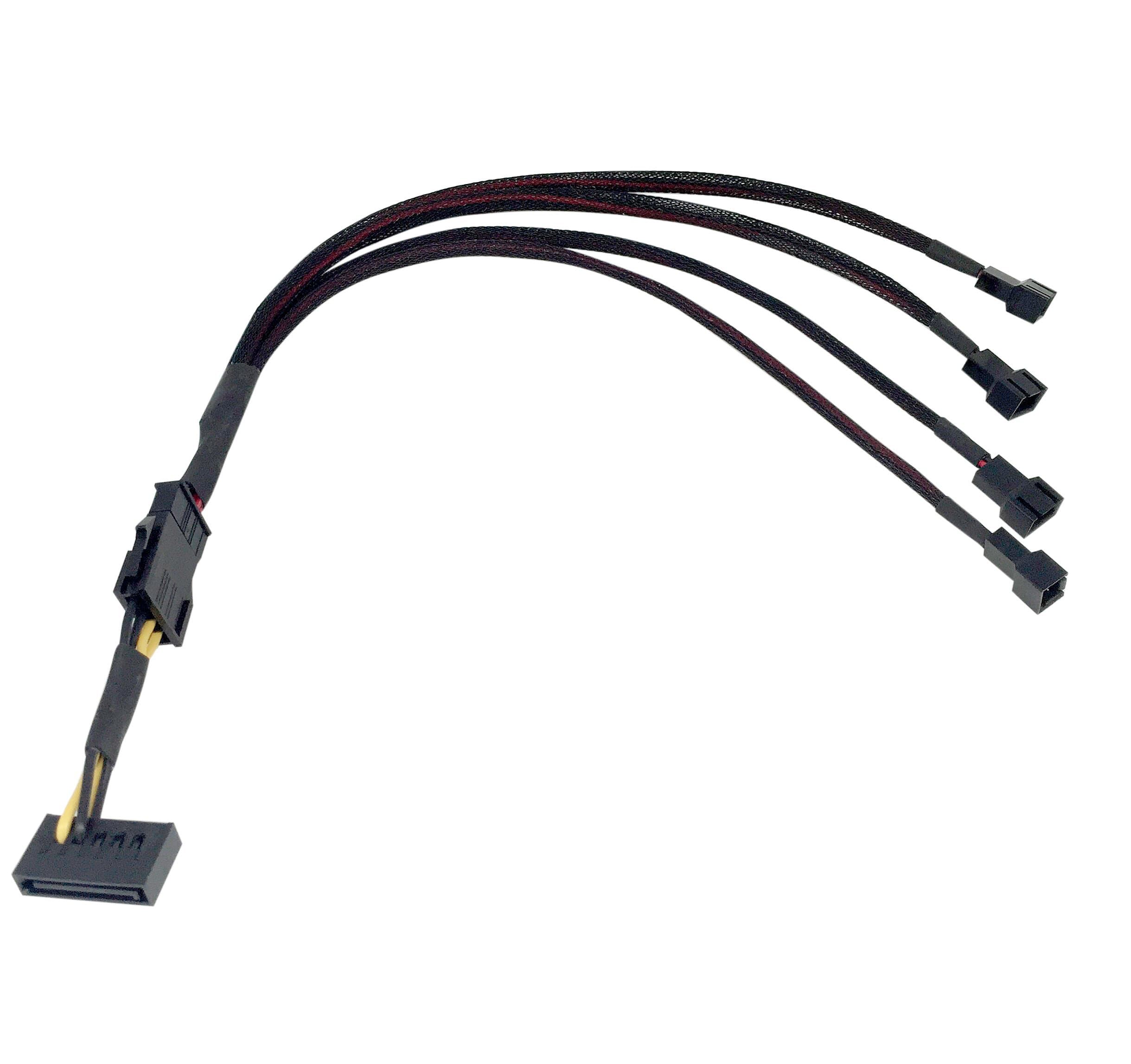 SATA to 4 x 3 Pin Male Computer Case Fan Power Connector Y-Splitter Adapter Cable