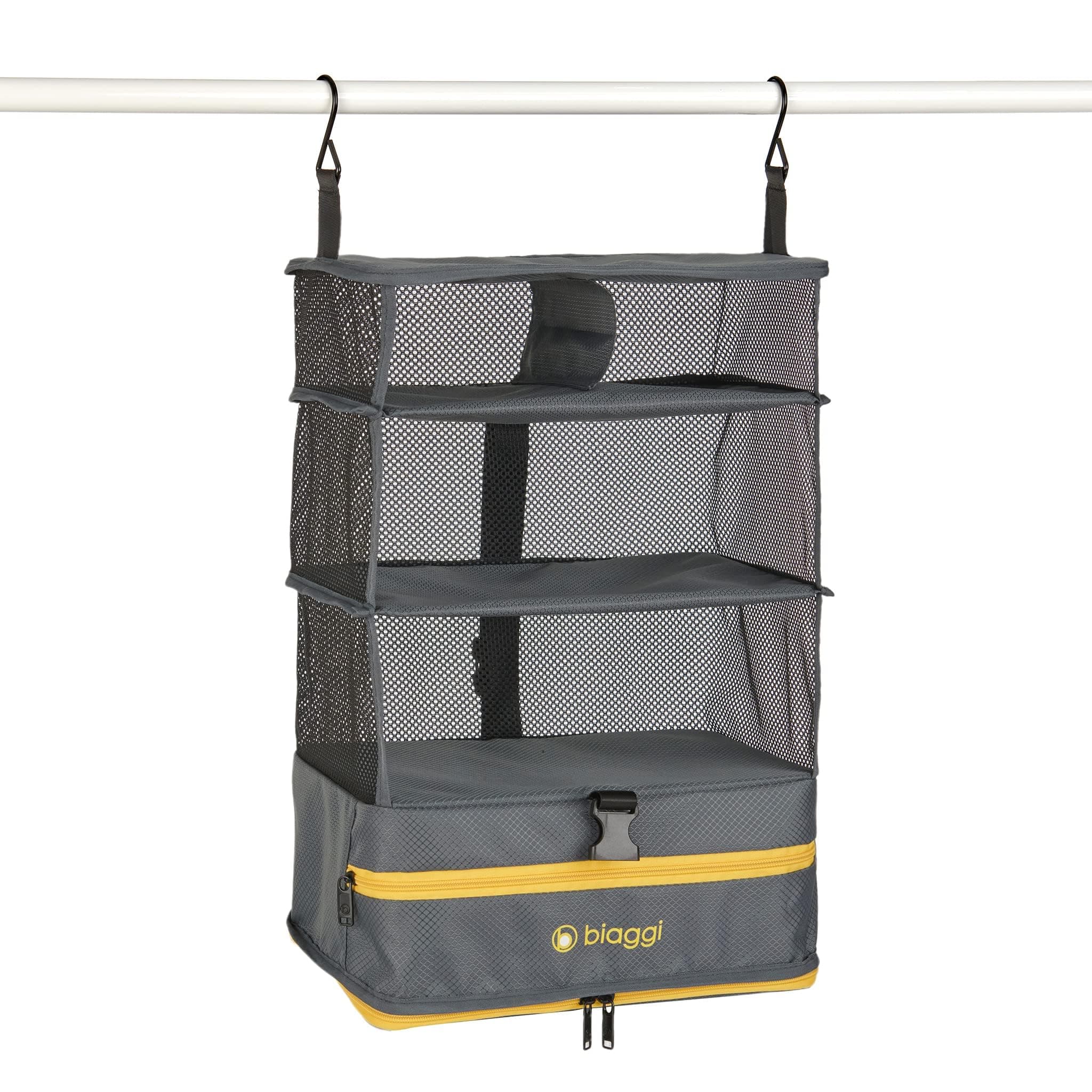 biaggiBiaggi Hangmates 3-Tiered ZipCube - Hanging Shelf Cube with Packing Compartments for Travel Organization - Lightweight and Durable - Dimensions 19” x 12” x 9” Opened - MEDIUM