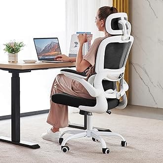 Office Chair Ergonomic Desk Chair, 330 LBS Home Mesh Office Desk Chairs with Wheels, Comfortable Gaming Chair, High Back Office Chair for Long Hours (Black & White)
