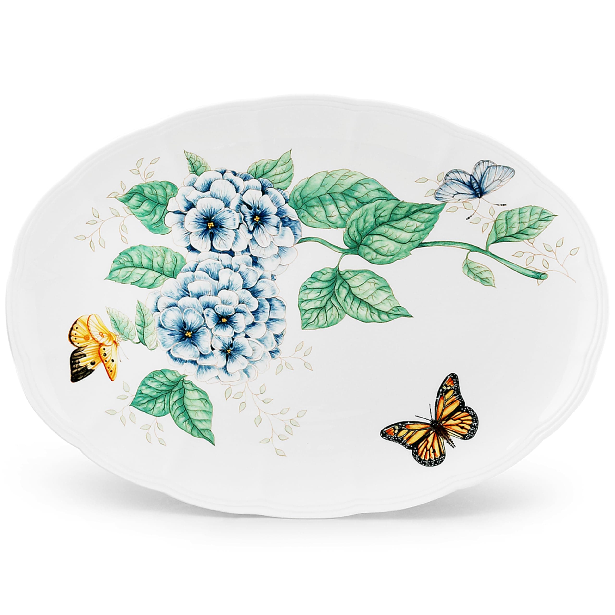 Butterfly Meadow 16-Inch Platter, White -