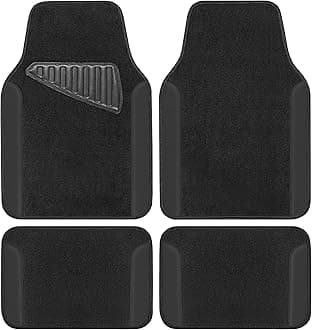 Motor Trend Waterproof Car Floor Mats Versatile Fit Mats with Driver Heel Pad Leather Car Carpet Floor Mat for SUV Van Sedan Truck Anti-Slip Backing Carpet Mats Black on Black