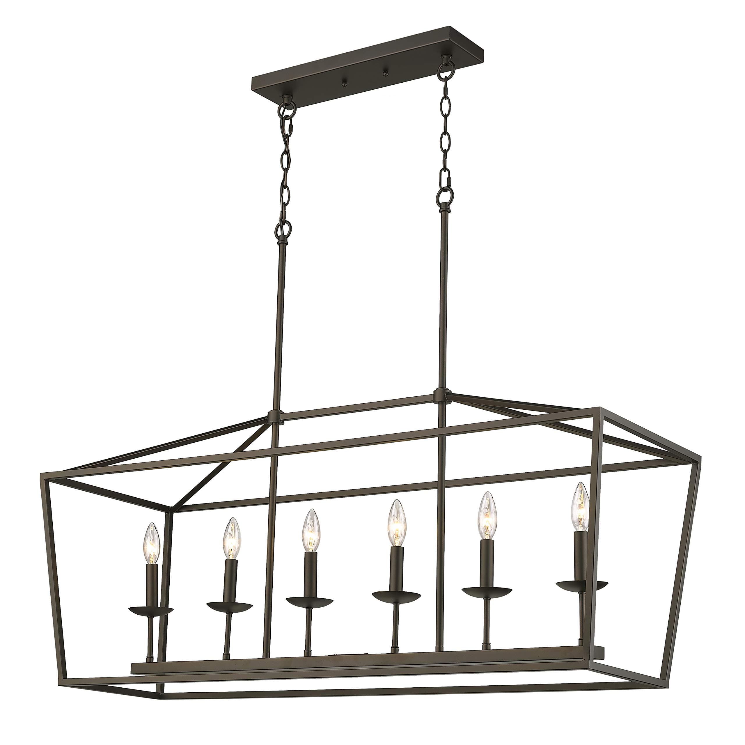 Emliviar 6-Light Kitchen Island Lighting, Modern Linear Pendant Light Fixture, Oil Rubbed Bronze Finish, P3035-6LP