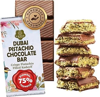 - 75% Pistachio Filled Dubai Chocolate Bar – 7oz | Handmade Luxury Dessert with Crunchy Kataifi & Creamy Filling, Gift for Any Special Occasion, Chocolate de Pistacho