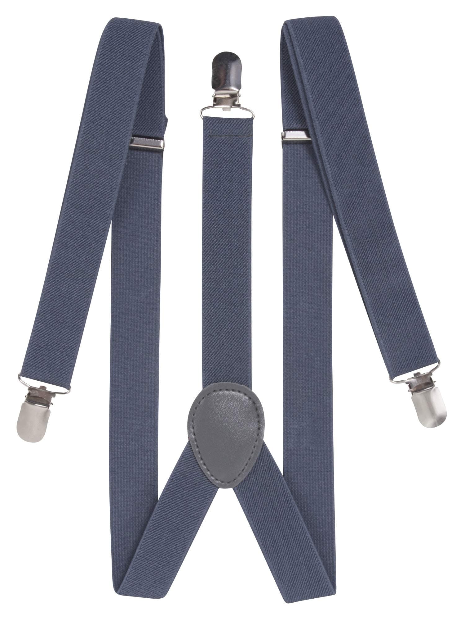 Men's 1 Inch Wide Solid Adjustable Suspenders, Dark Grey