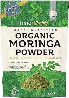 Organic Moringa Powder, Award Winning Premium Pure Leaf Powder Rich in Essential Vitamins & Minerals by Inner Vitality