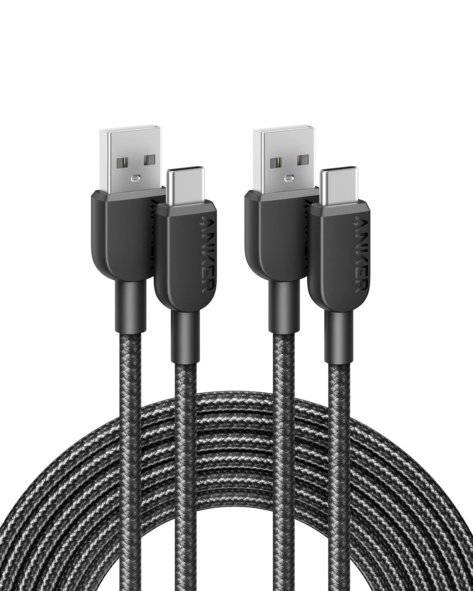 USB A to USB C Cable, Charger Cord (2 Pack, 10ft), for iPhone 17 Series,Samsung Galaxy Note 10/S10+ S10, LG V30 (Black)