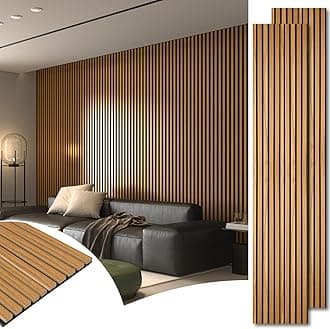 2pcs-104 x 15.75in Slat Acoustic Panel for Wall and Ceiling, 3D Fluted Sound Absorbing Panel with Wood Finish, Teak