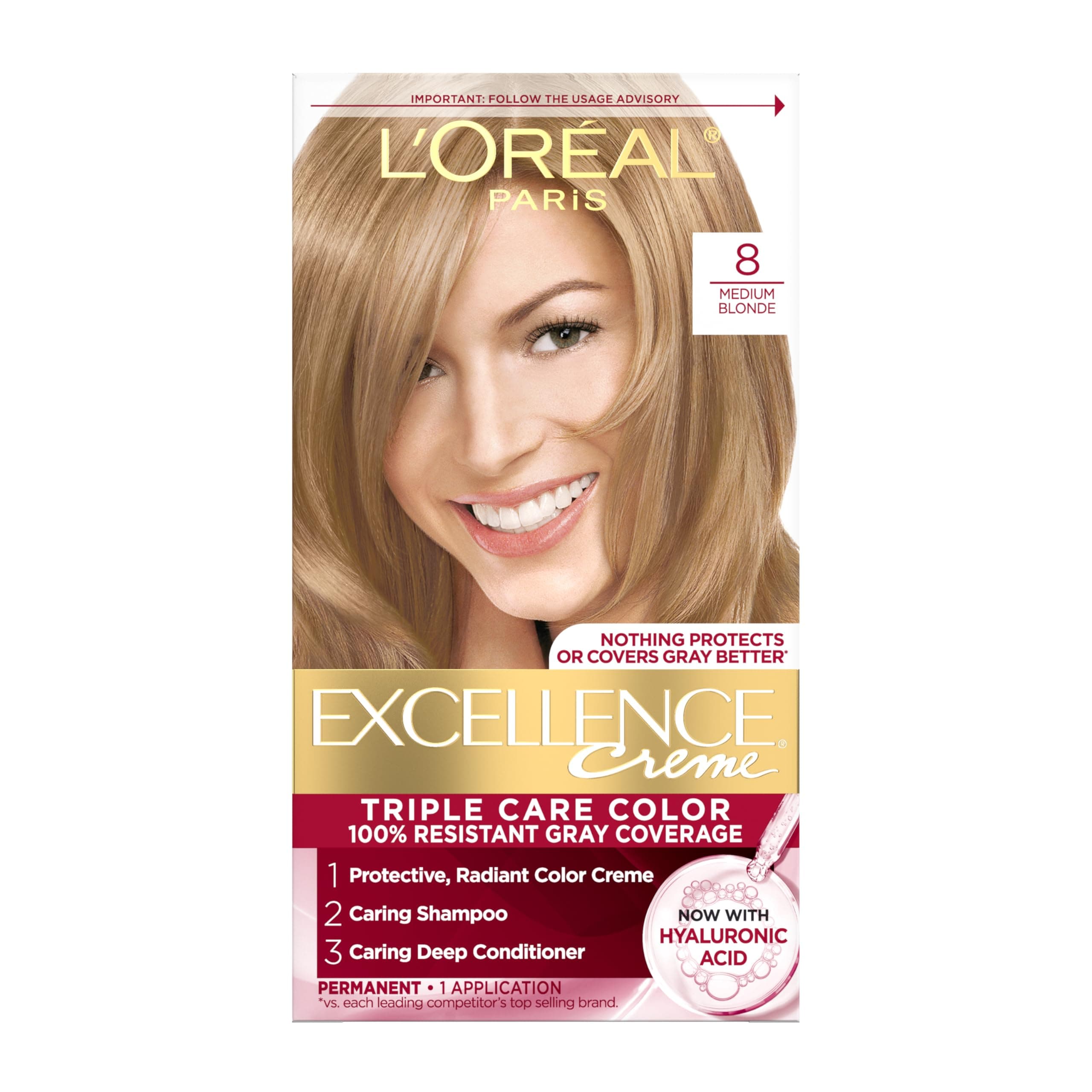 L'Oreal Excellence Hair Color #8 Medium Blonde (Parallel Import)