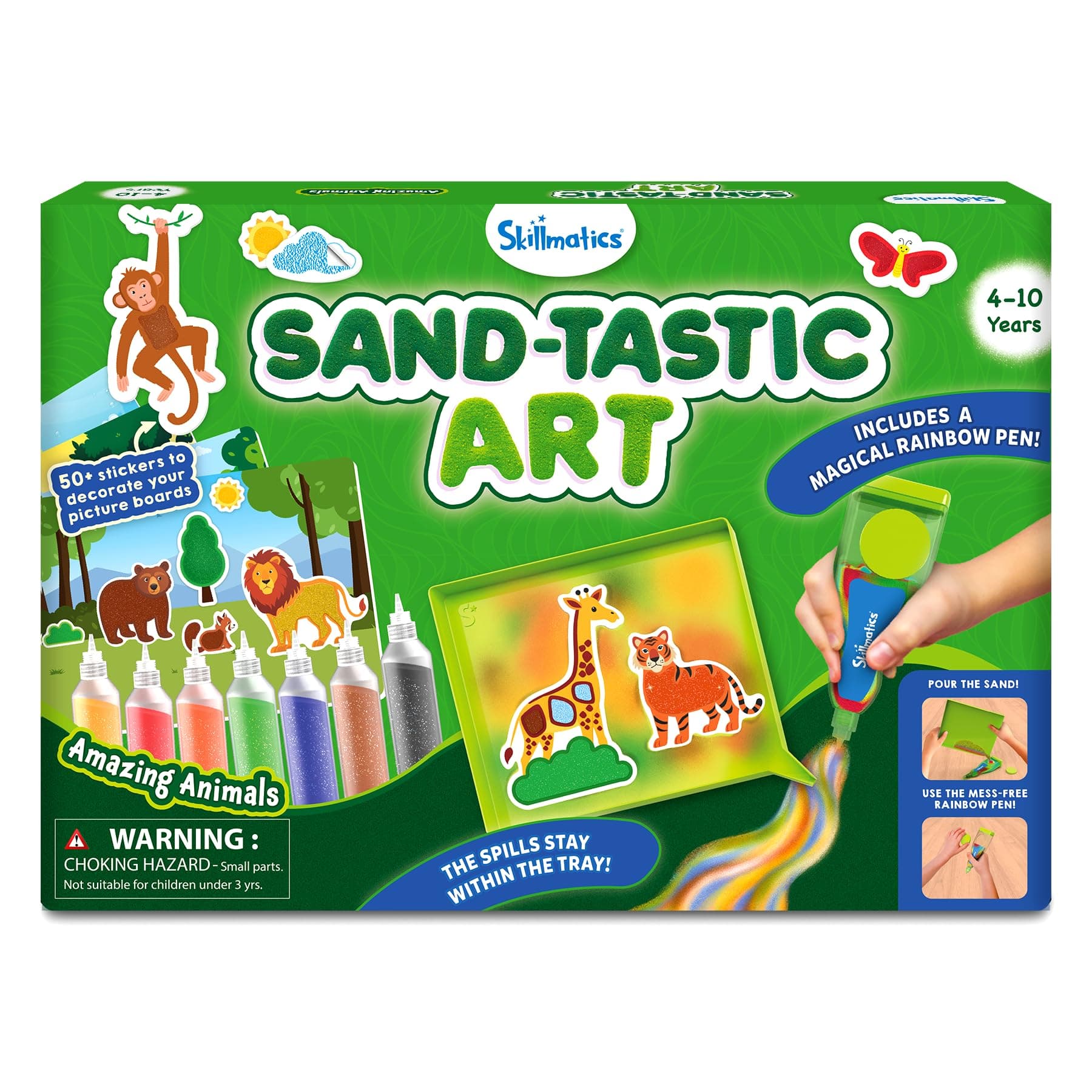 Sand Art Activity - Mess-Controlled DIY Animal Craft Kit with 50+ Colourful Stickers, Creative Arts & Crafts for Kids, Fun Hands-On Activity, Gifts for Ages 4, 5, 6, 7, 8, 9, 10