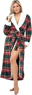 Alexander Del RossaWomen's Soft Plush Fleece Hooded Bathrobe, Full Length Long Warm Lounge Robe with Hood