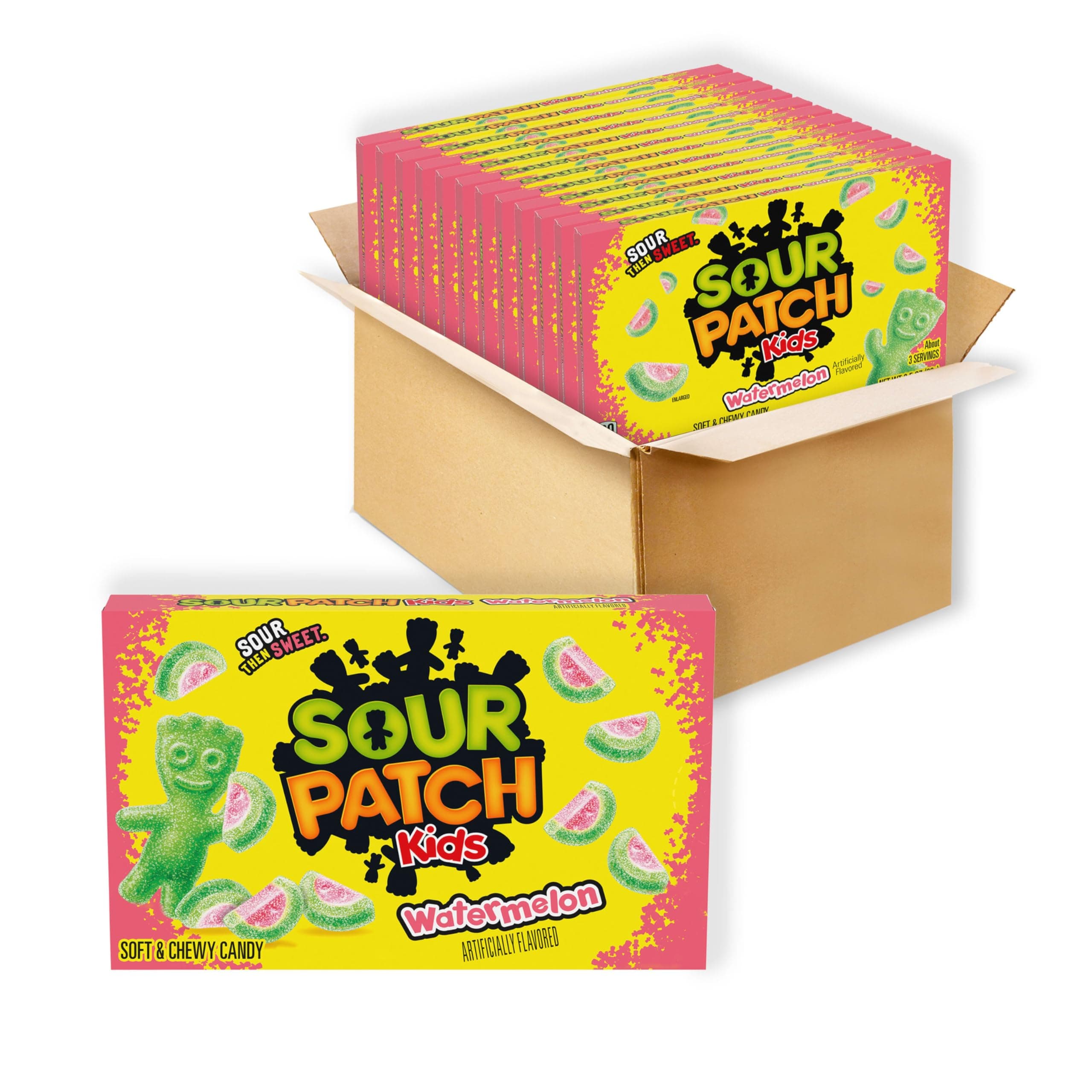 SOUR PATCH KIDS Watermelon Soft & Chewy Gummy Candy, Bulk Candy, 12 - 3.5 oz Boxes