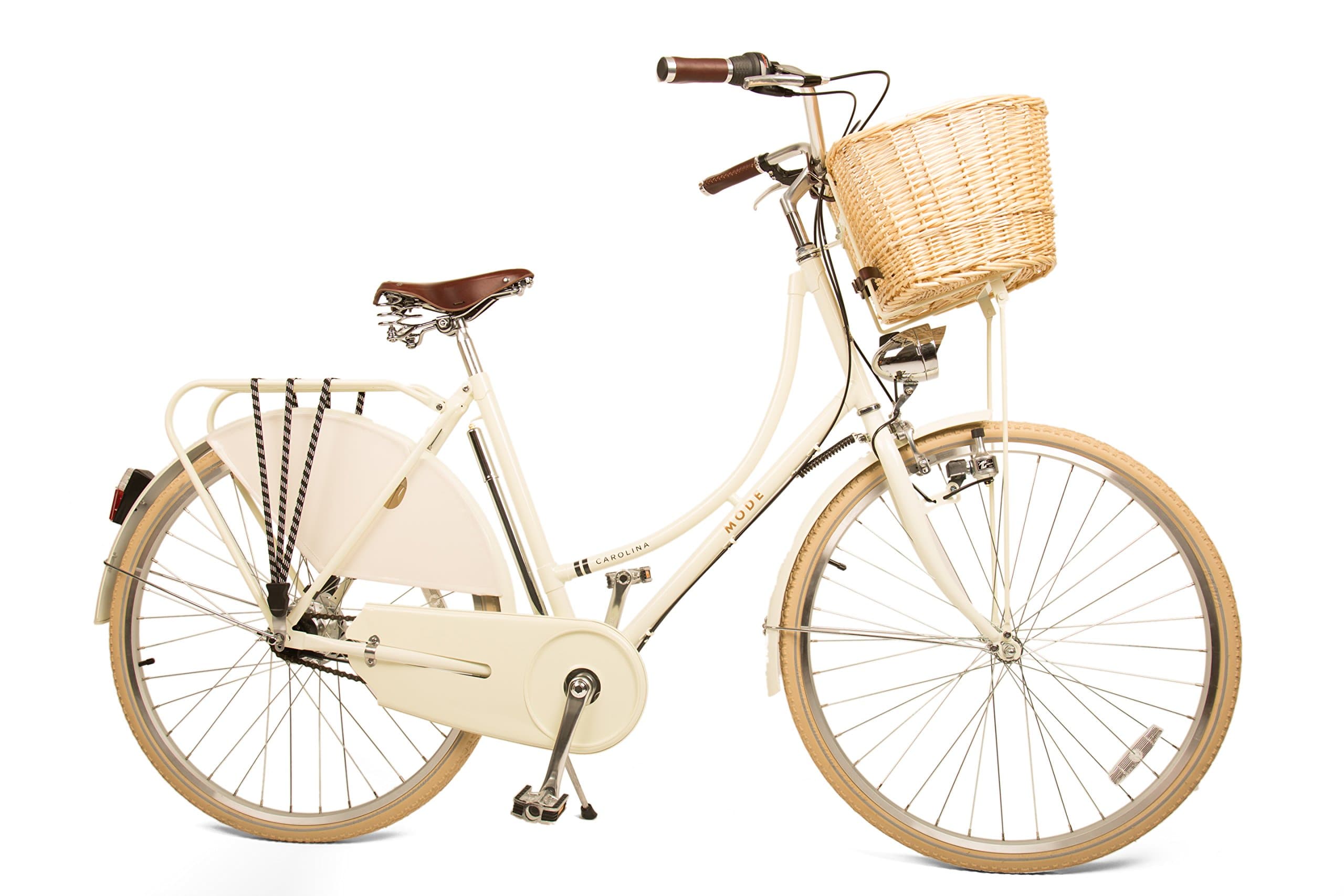 Carolina 7-Speed Internally-Geared Luxury Step-Through Bicycle with Classically Lugged Steel Frame and Oversized Wicker Basket