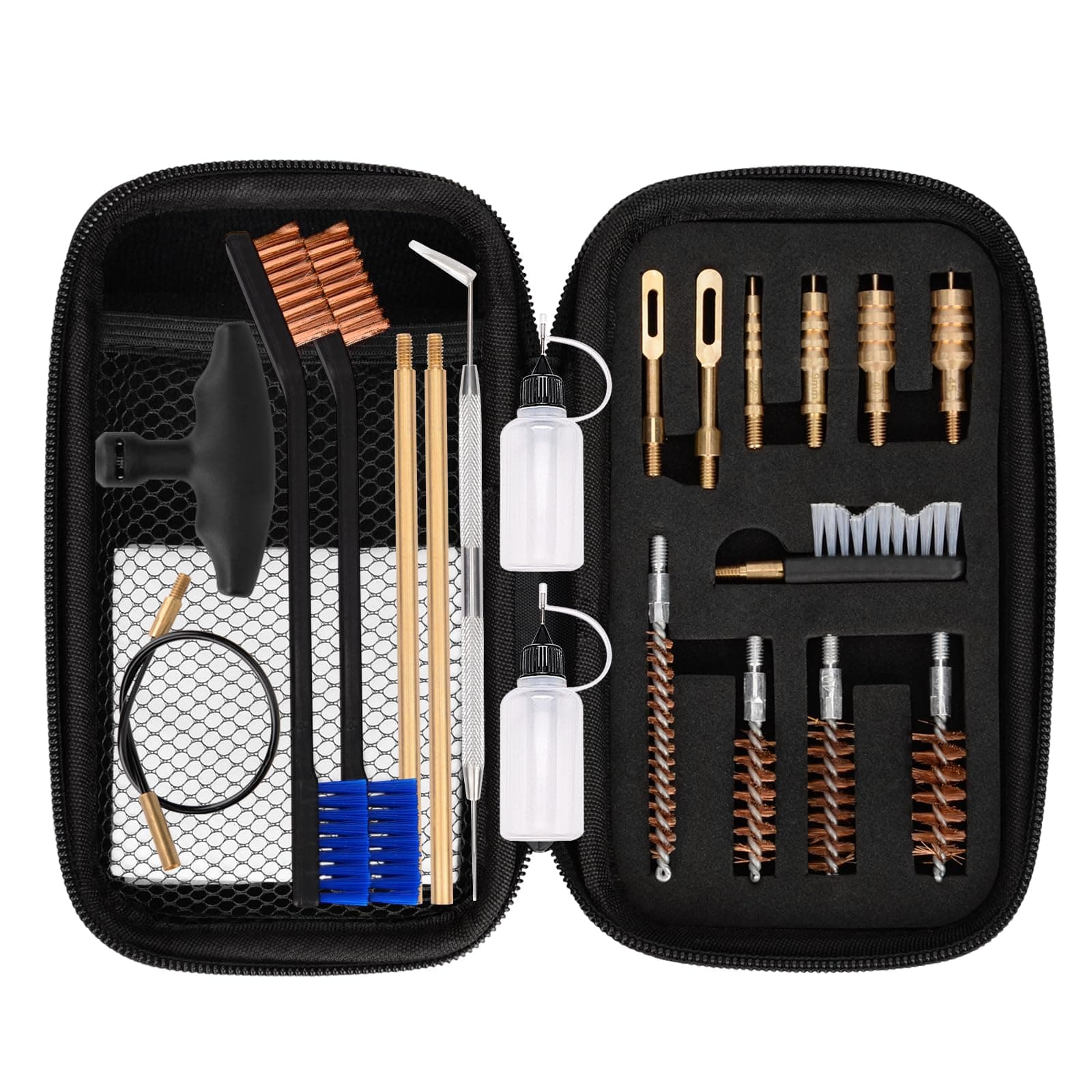 BOOSTEADY Universal Handgun Cleaning kit .22,.357,.38,9mm,.45 Caliber Pistol Cleaning Kit Bronze Bore Brush and Brass Jag Adapter