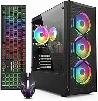 Gaming Desktop PC, Radeon RX 580 8G, Intel Core i7 up to 3.9G, 16G RAM, 1T SSD, WiFi 6, BT 5.0, RGB Fan x4, Windows 11 Home