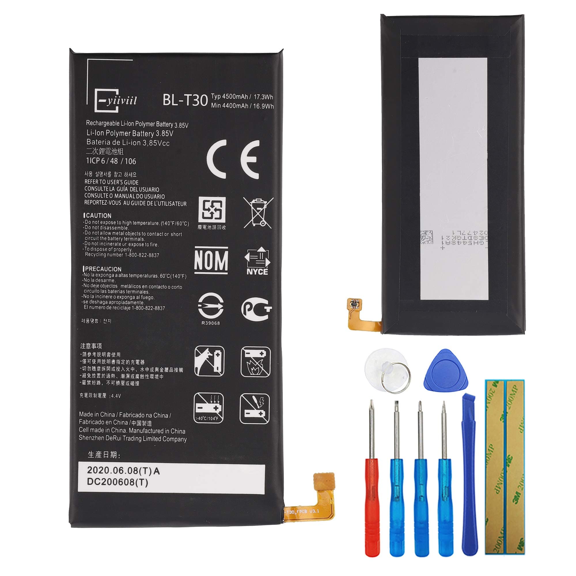 Li-Polymer New Replacement Battery BL-T30 Compatible with LG Fiesta K10 Power L63BL L64VL M320 M322 X Charge X Power 2 EAC63458501