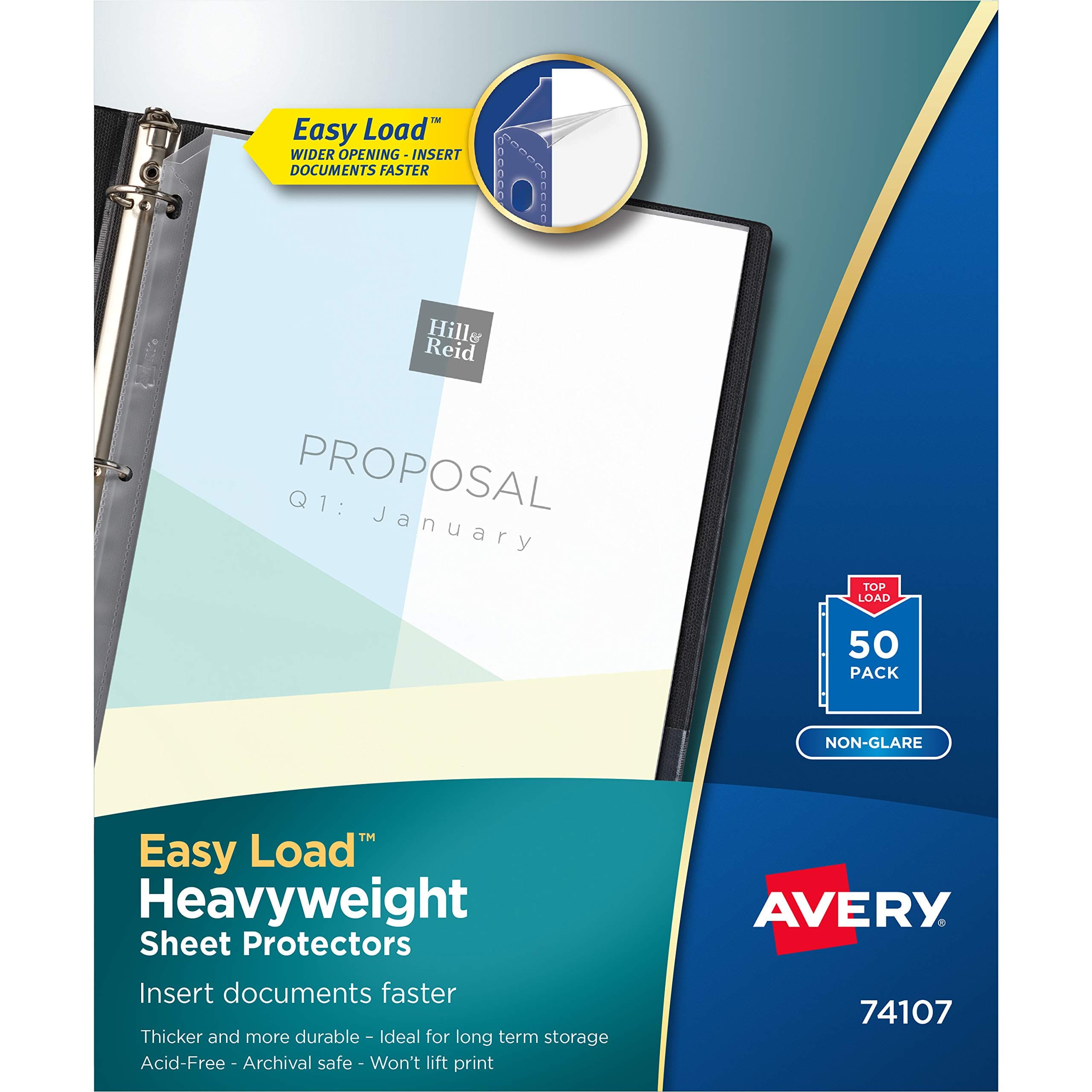 Clear Heavyweight Sheet Protectors, Non-Glare, Easy Load, 50 Document Protectors (74107)