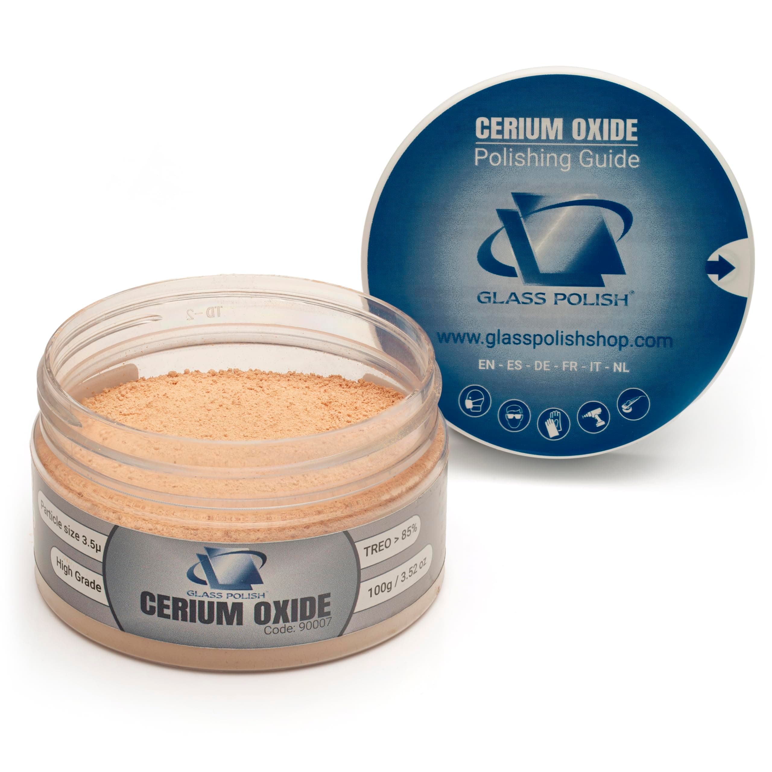 PRO Cerium Oxide Glass Polishing Powder – 3.52oz (100g) High-Grade 85% Pure Suspension-Treated Formula, 3.5 Micron for Glass Scratch Removal, Windshield Polishing and Restoration