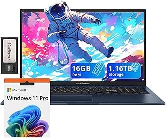 ASUS Vivobook 17.3" FHD Laptop, Intel i3-1215U, 16GB RAM, 1.16TB Storage(1TB SSD+160GB Docking Station Set), ‎Intel UHD Graphics, Numeric Keypad, 720p HD Camera, Wi-Fi 6E, Windows 11 Pro, Quiet Blue