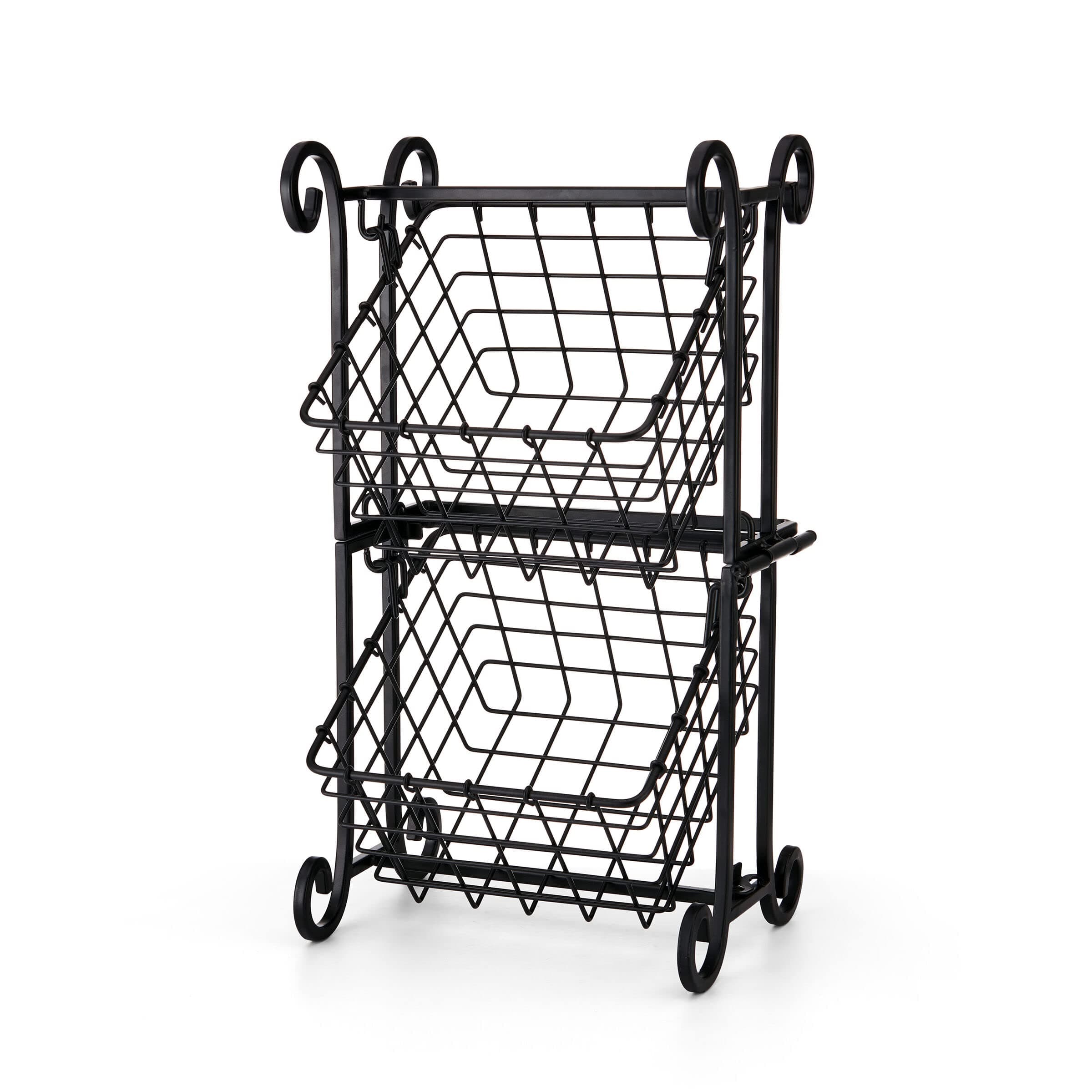 Gourmet Basics by Mikasa Flip Adjustable Fruit Storage Basket, 2-Tier