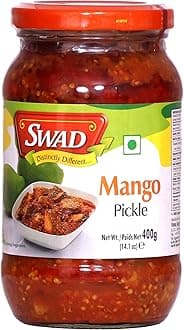Spicy Mango Pickle | Spicy & Tangy Aam Ka Achaar with Raw Mango Chunks | Homemade Tangy & Spicy Aam Achaar Mixed with Corn Oil | 400g (Pack of 1)