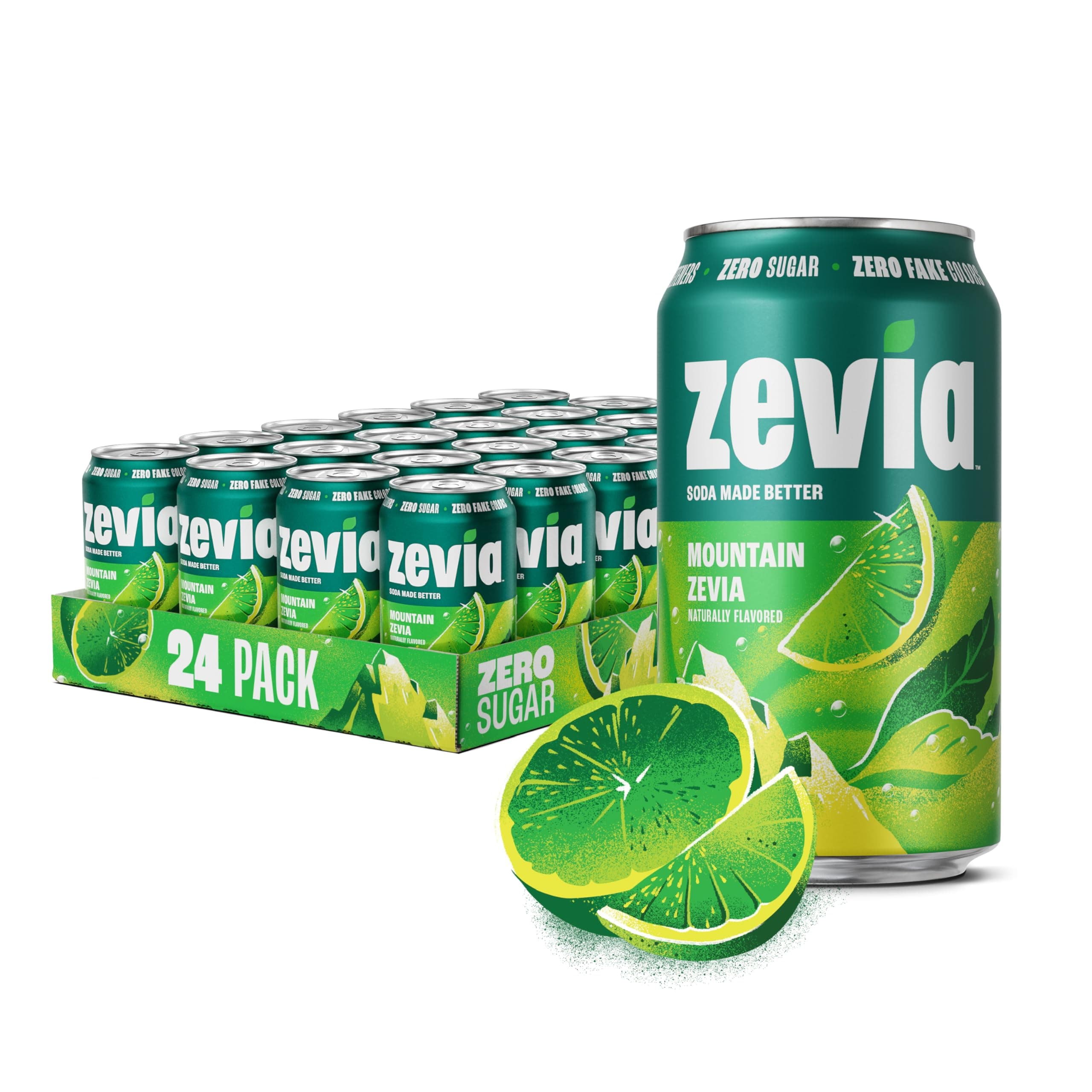 Zero Sugar Soda, Mountain Zevia, 12 oz Cans (24-Pack) – Naturally Sweetened, Non-GMO Project Verified, Gluten-Free, Vegan