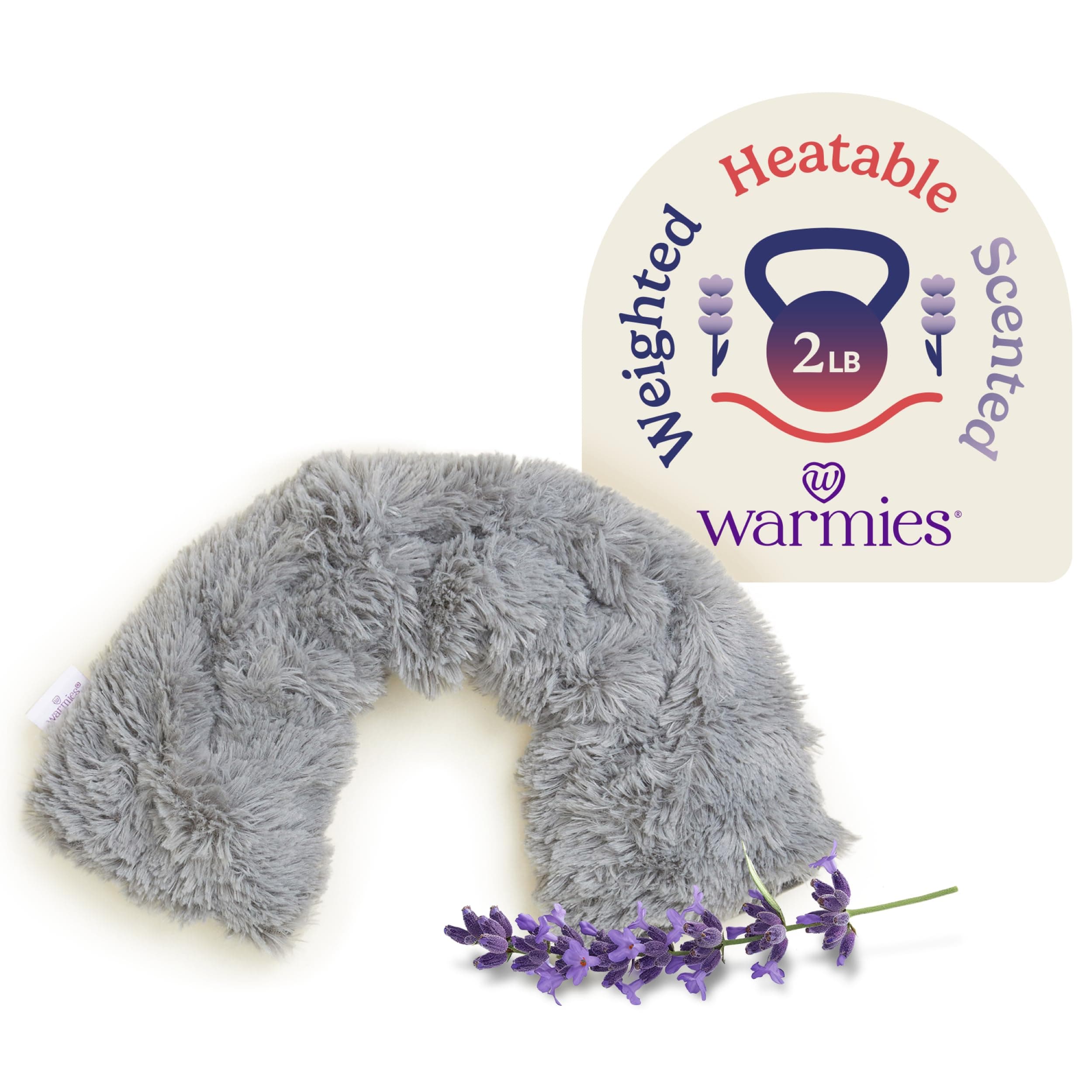 Microwavable Neck & Shoulder Wrap - Heating & Cooling Plush Pad for Calming Relaxation - Weighted & Heated Neck Warmer with Scented Lavender - Microwave Heat Pad for Aches & Pain - Gray