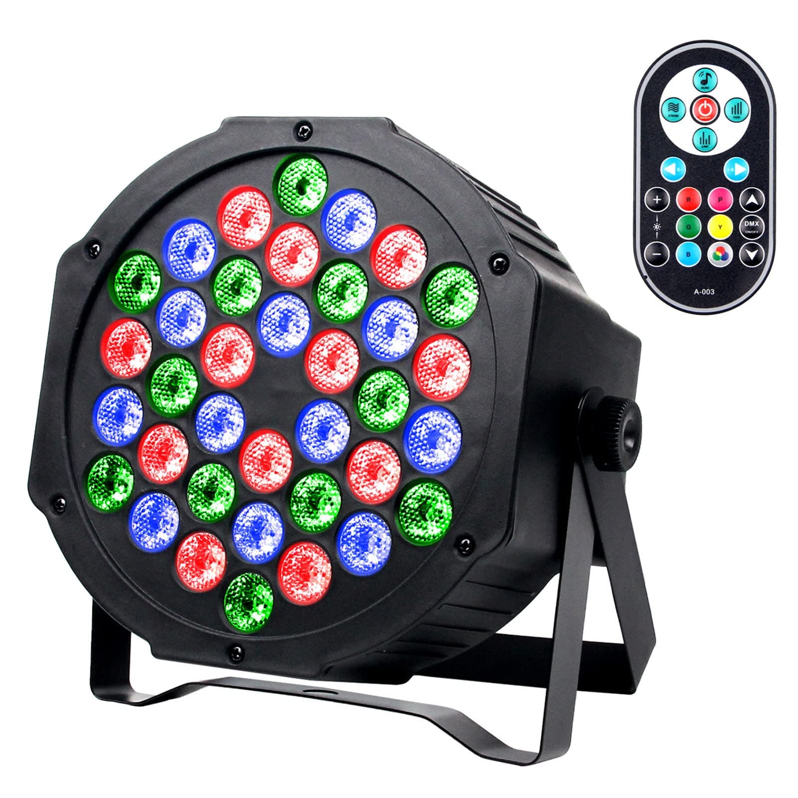 Par Light RGB 36 LED Stage Lights, 7 Lighting Modes Strobe Lights with Sound Activated DMX512 Stage Lighting, DJ Lights for Disco Party Birthday Wedding Clubs (1 Pcs)