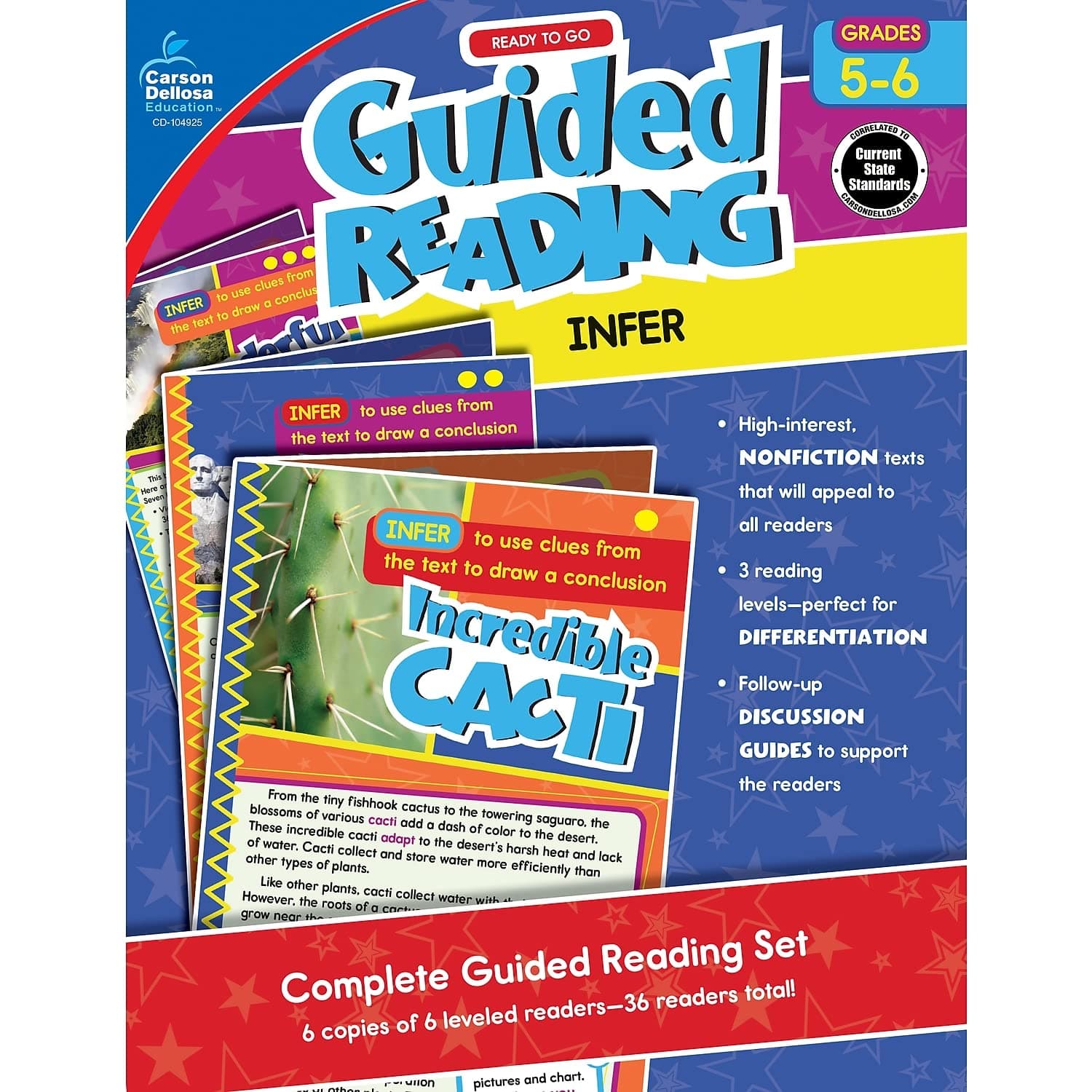 Carson Dellosa Ready to Go: Infer Guided Reading Set, Grades 5-6 Resource Book With 36 Nonfiction Leveled Readers, Discussion Guides, Prompts, and More