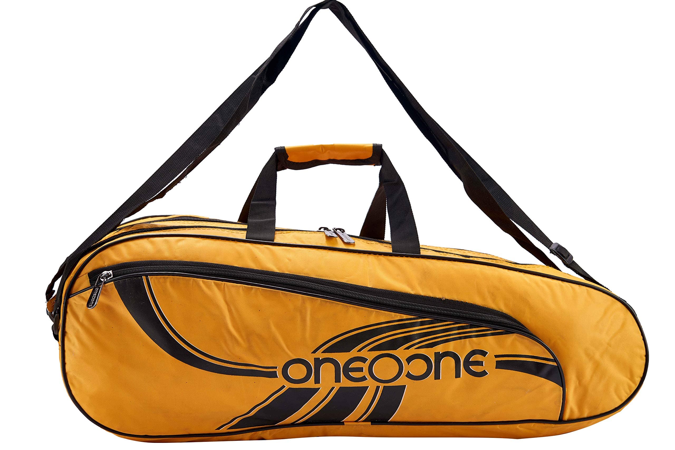 One O One - Lines Lite Collection Double Compartment Yellow & Black Badminton/Tennis Kit Bag