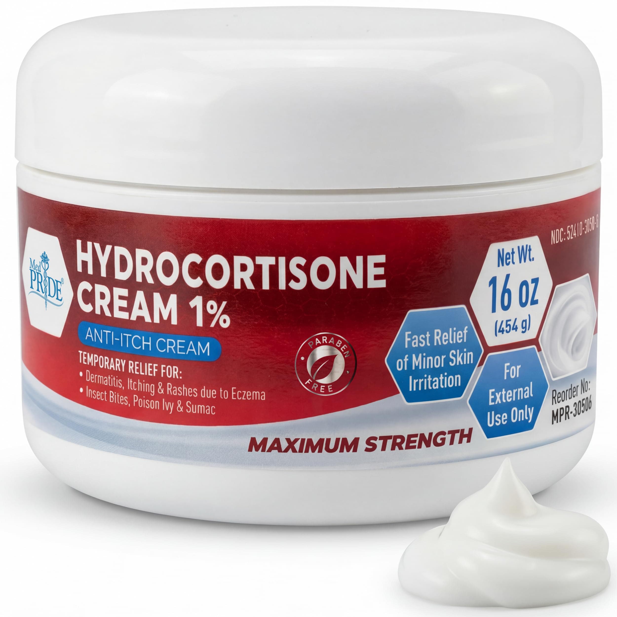 MED Pride 1% Hydrocortisone Cream Bulk 16 Oz Maximum Strength Itch Relief for Eczema, Dermatitis, Rashes, Mosquito Bites