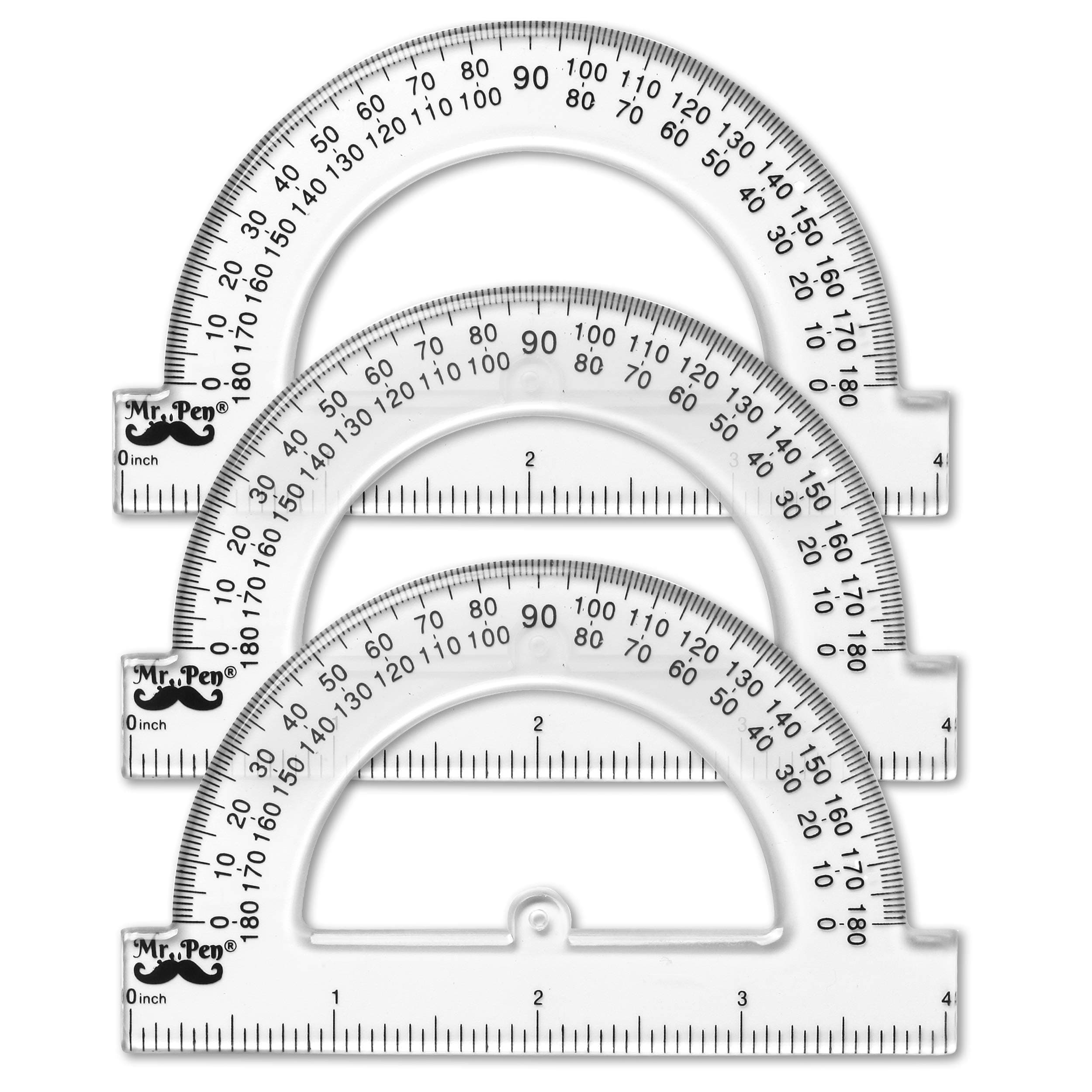 Plastic Protractor, 3 Pack, 4 Inch, Small Protractors for Geometry Classroom Student School & Office Supplies, Math Protractors 180 Degrees, Math Geometry