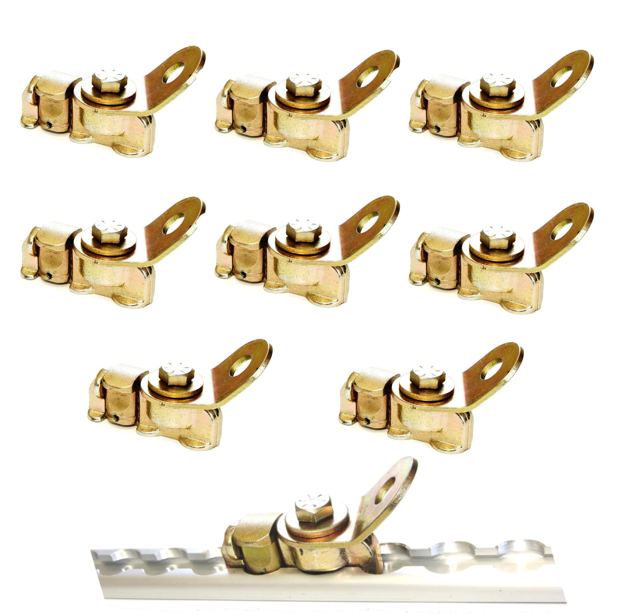 GRIPON (Pack of 8) Aluminum L-Track Double Stud Threaded Fitting - Bolt On Your Own Attachment (No Track Included)