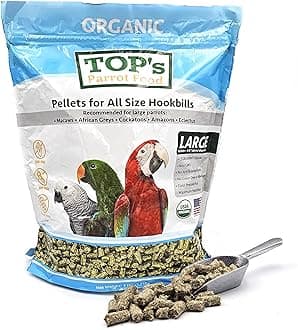TOP's Parrot Food Pellets Hookbills, Small, Medium and Large Parrots - Non-GMO, Peanut Soy & Corn Free, USDA Organic Certified - 4 lb / 1.81 kg
