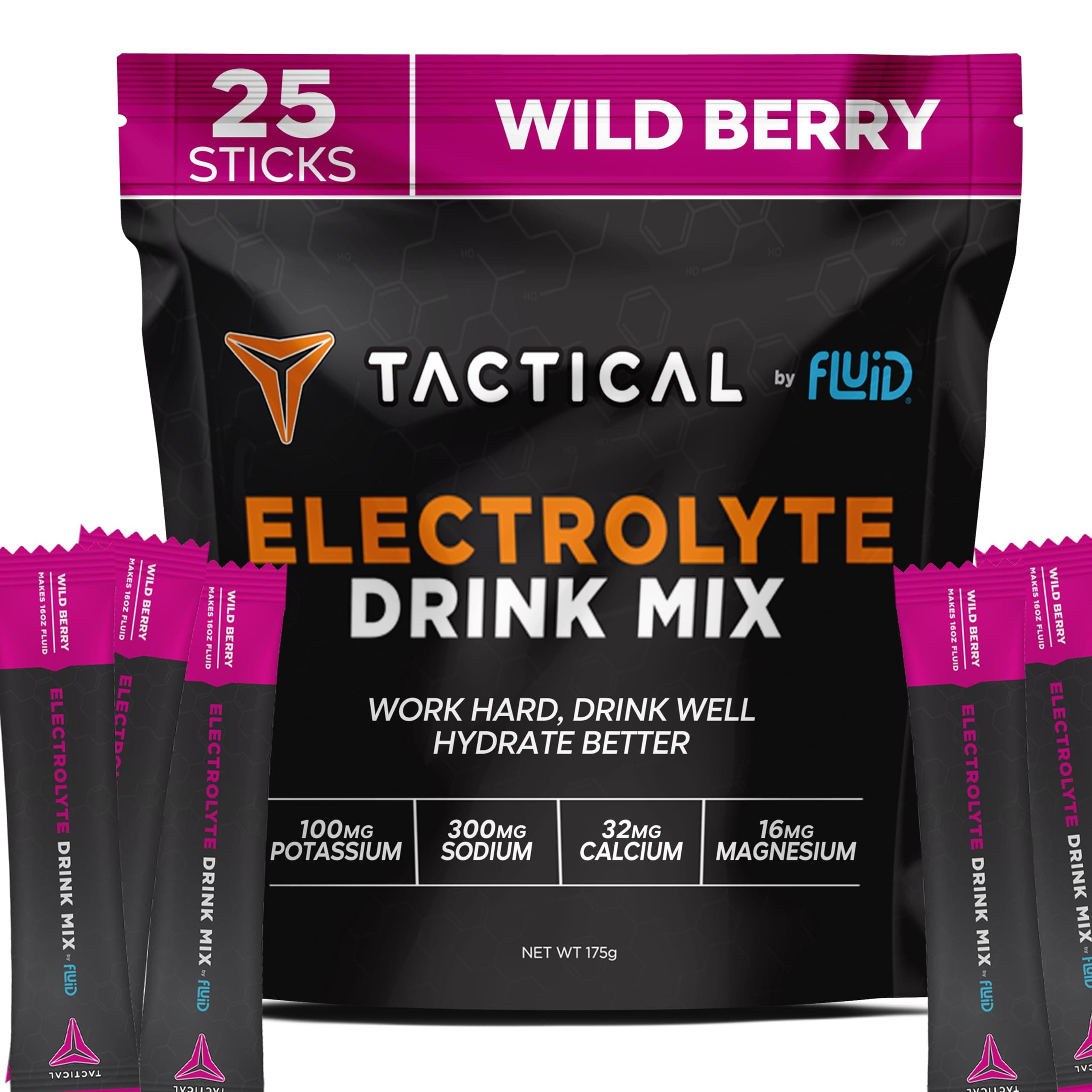 Fluid Tactical - Electrolyte Powder Packets, Accelerate Re-Hydration, Low Sugar, Electrolyte Drink Mix, Prevent Dehydration, Eliminate Cramps