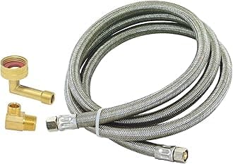 Eastman 12 Ft. Dishwasher Installation Kit, Braided Stainless Steel Supply Line with 3/8 Inch Compression Ends, 41058