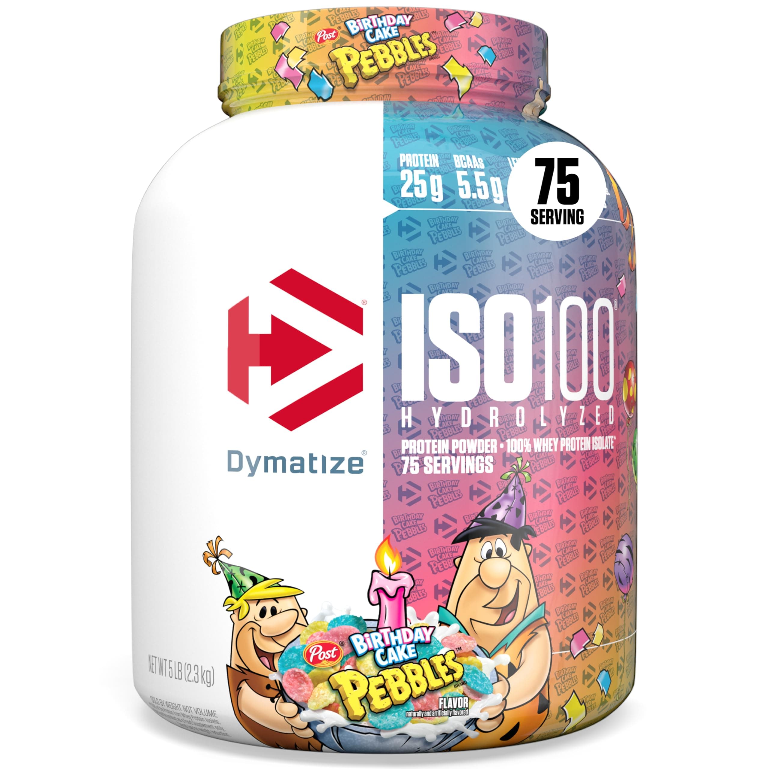 ISO100 Hydrolyzed Whey Protein Isolate | Fast-Digesting | Muscle Recovery Formula with Amino Acids | Low Sugar & Fat | Birthday Cake | 5 Lbs