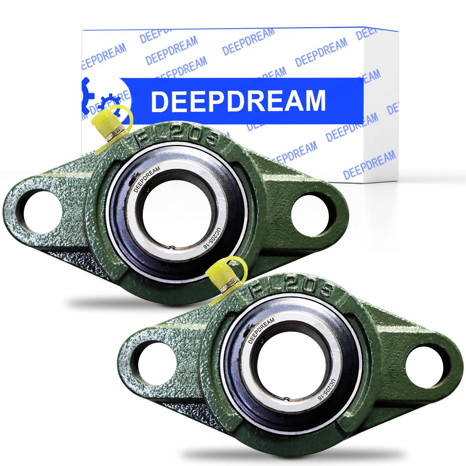 DEEPDREAM UCFL205-16 Pillow Block Bearing,Pack of 2 Flange Mounted Bearings,1 inch Bore,2 Bolt Flange Bearing, Self Alignment Pillow Block Bearing