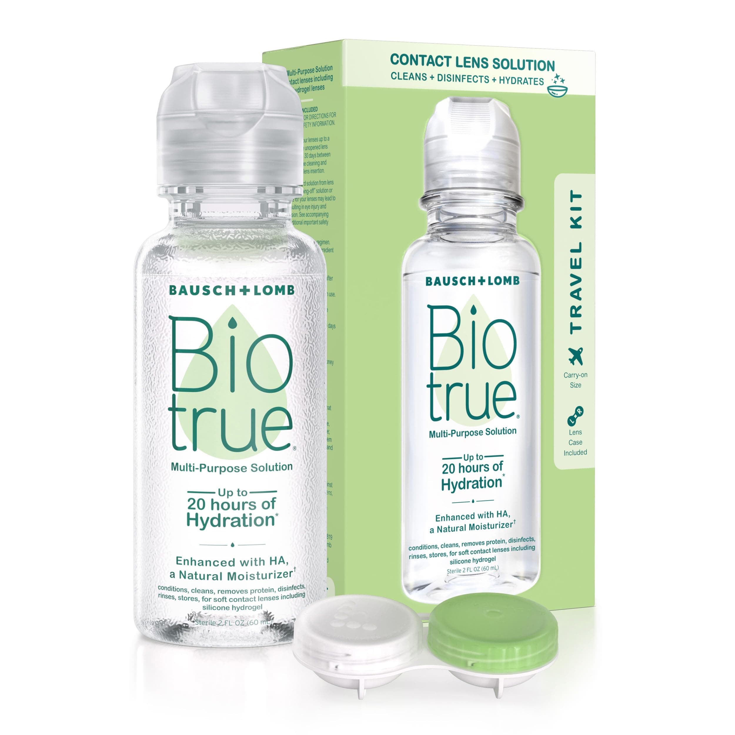 Contact Solution, Multi-Purpose Solution with Lens Case, Cleans, Conditions, Hydrates, Disinfects, Removes Protein, Dirt & Debris, Contact Lens Cleaner & Storage, 2 Fl Oz (Pack of 1)