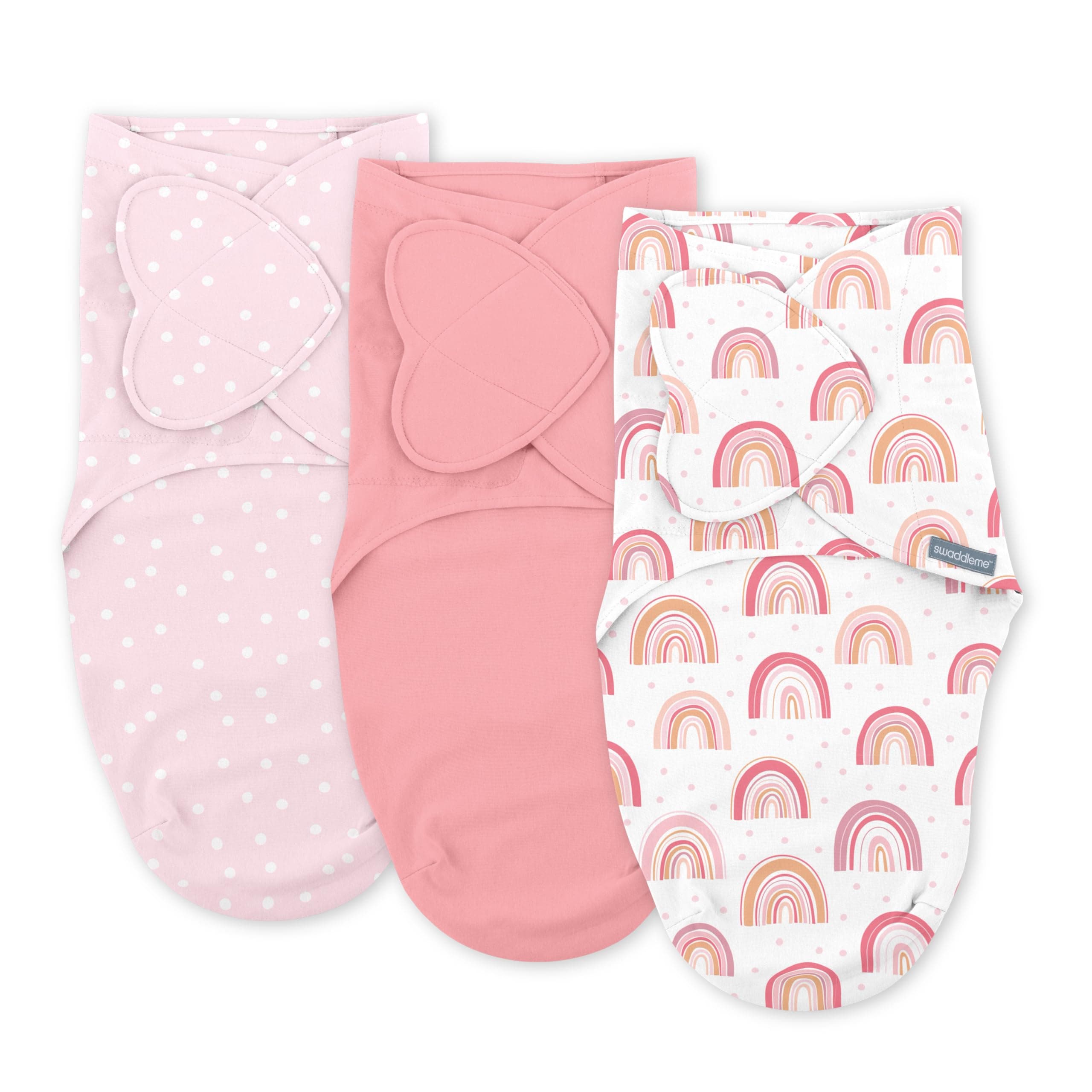 SwaddleMe Ingenuity Monogram Collection Swaddle, 3-Pack, for Ages 0-3 Months - Rainbow