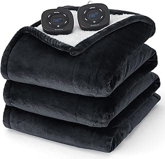 BedsureElectric Blanket Queen Size - Dual Control Heated Blanket Queen, Fast Heating with 10 Time Settings & 10 Heat Settings, Warm Gift for Grandma (84x90 inches, Black)