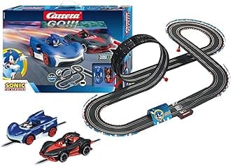 20062566UK GO!!! Sonic The Hedgehog Slot Car Racing Track for Children from 6 Years and Adults, 4.9 m Race Track with Looping and Sonic and Shadow, 2 Hand Controls with Turbo Button