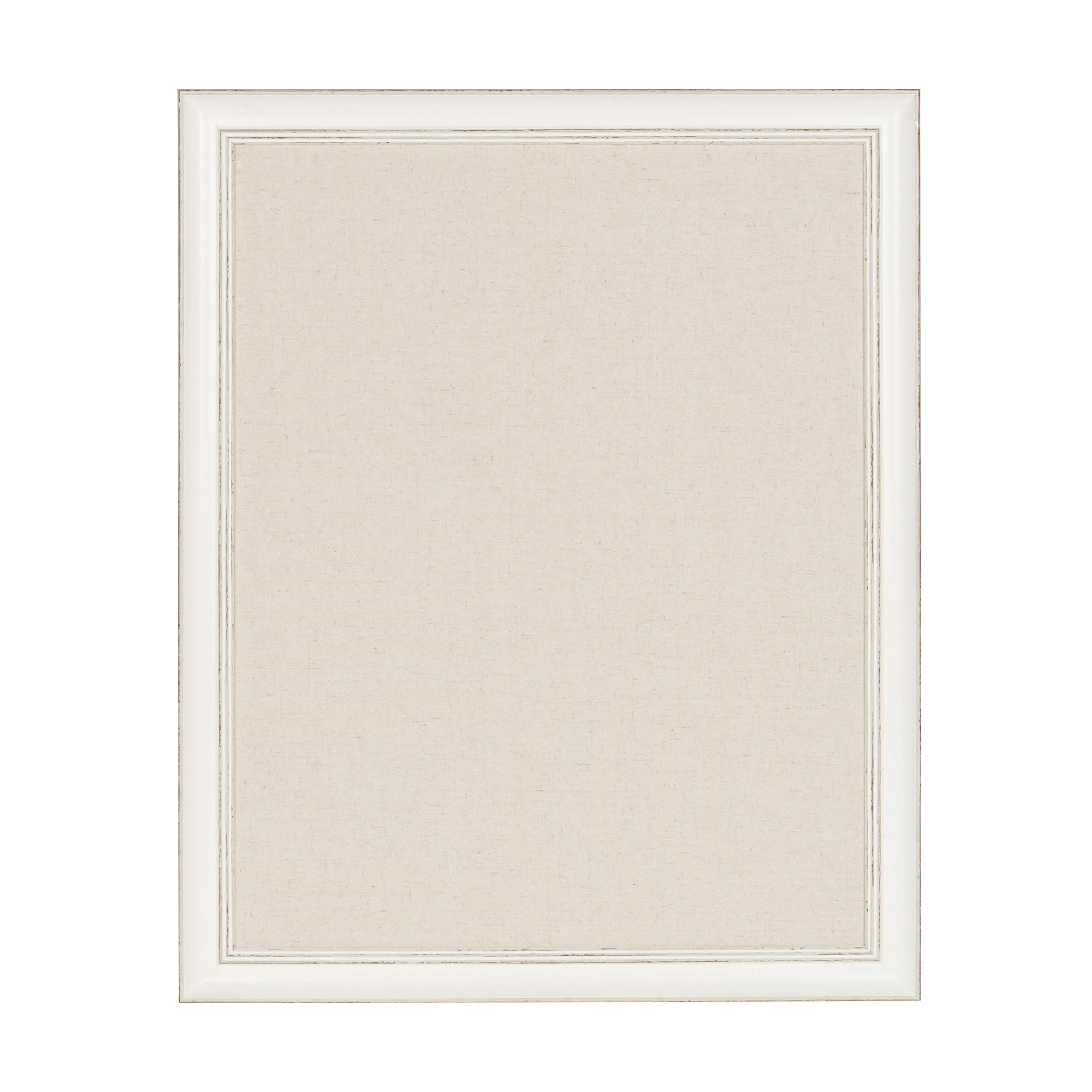 Macon Decorative Wall Mounted Framed PInboard with Soft White Linen Padded Fabric, 23x29