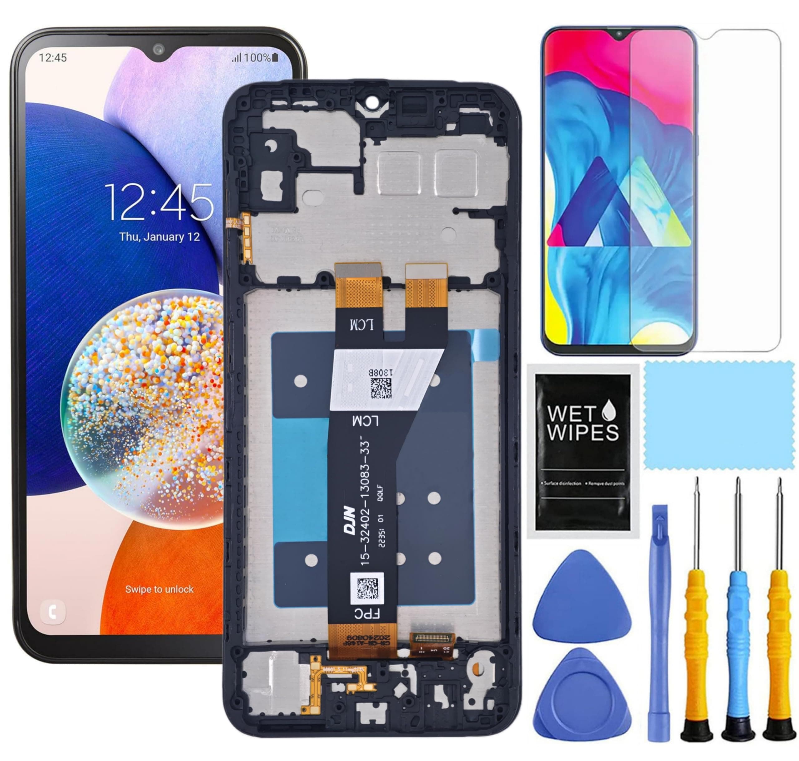 for Samsung Galaxy A14 5G Screen Replacement with Frame for Samsung a14 a146u Screen Replacement kit s146vl a146a a146w LCD Touch Display digitizer with Repair Part Tools 6.6 inch Black