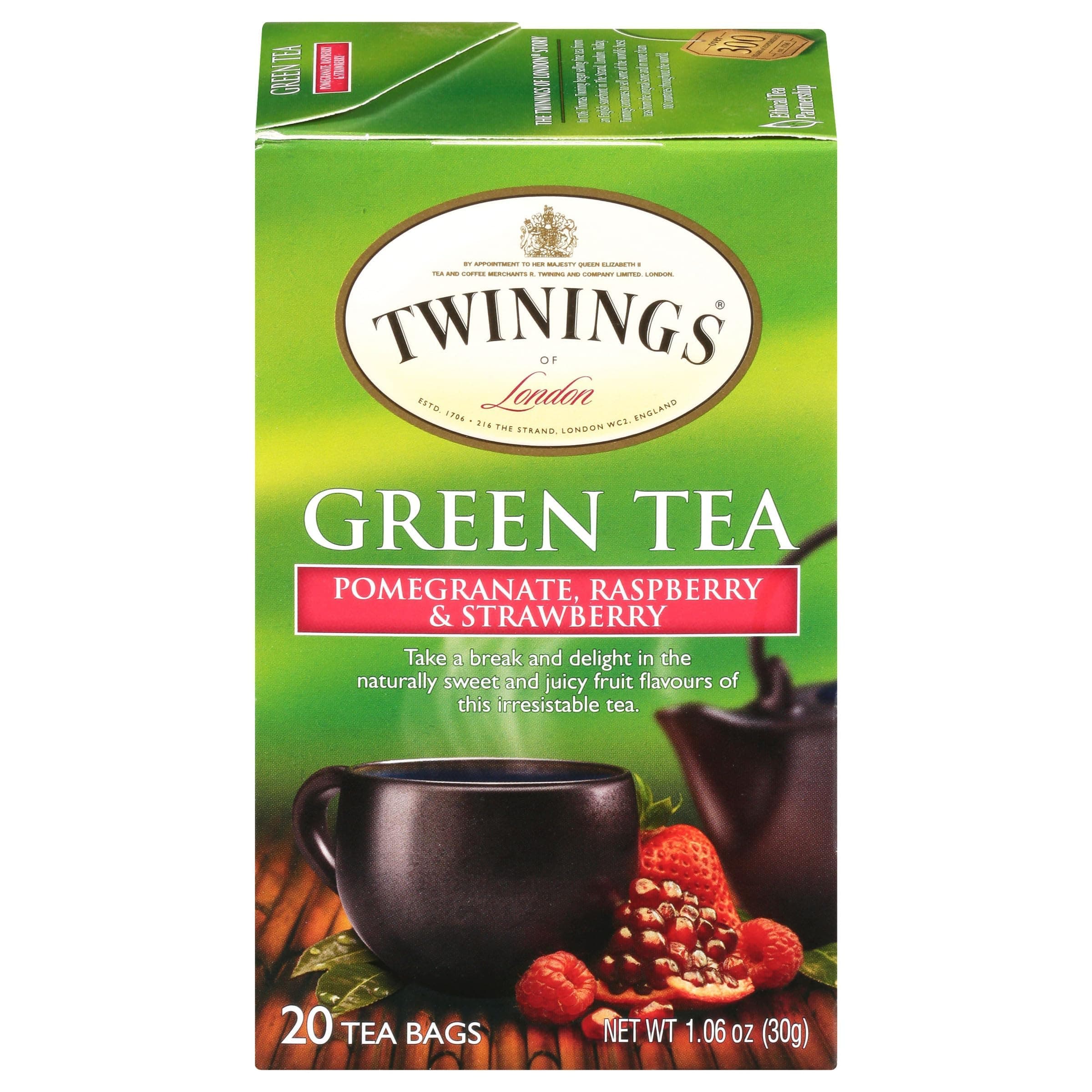 Twining Tea Green Pomegranate, Raspberry, Strawberry, 20 ct