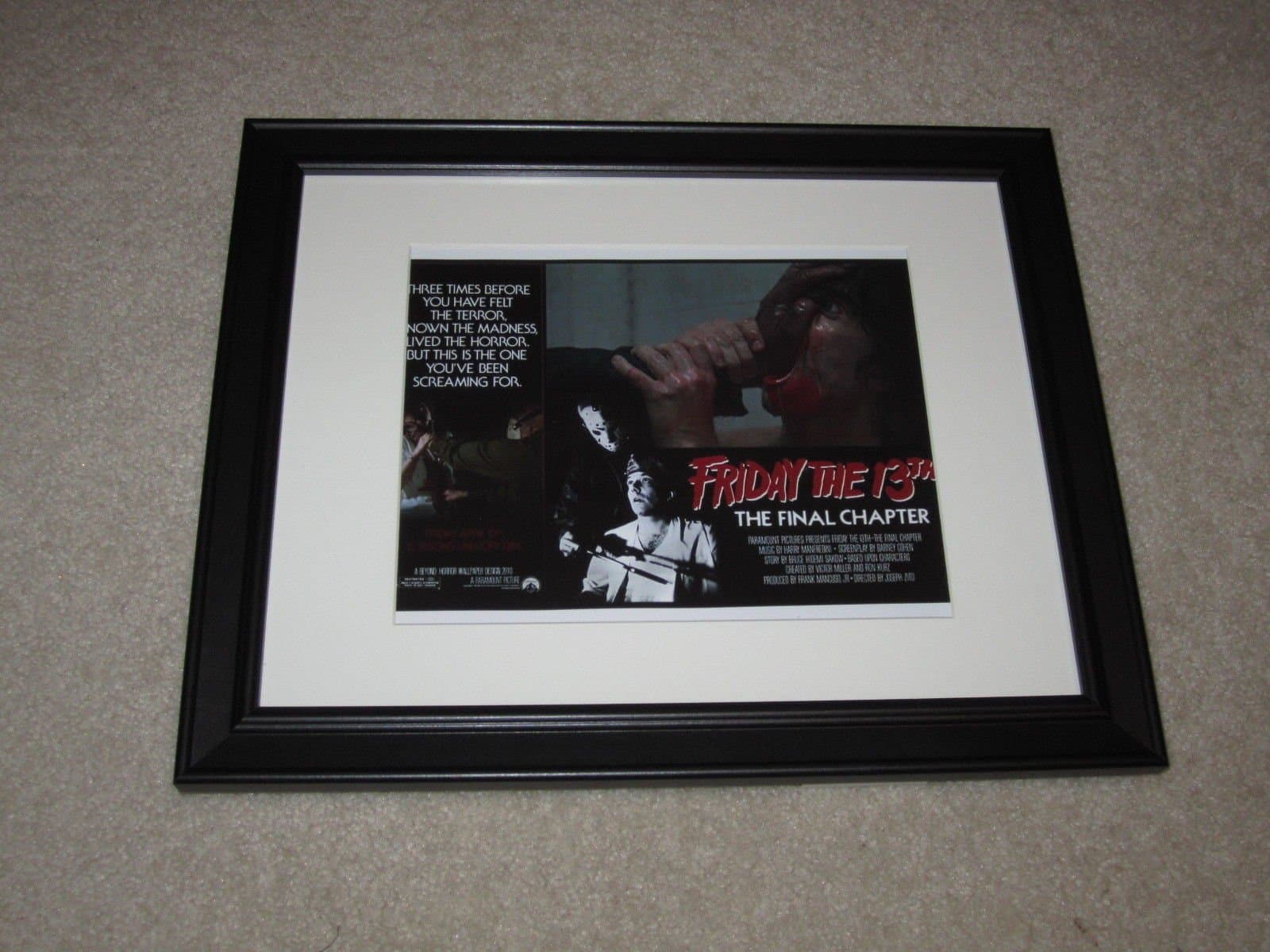 Friday the 13th part 4 The Final Chapter 1984 UK Uncensored QUAD Jason Vorhees Framed Mini-Poster 14"x17"
