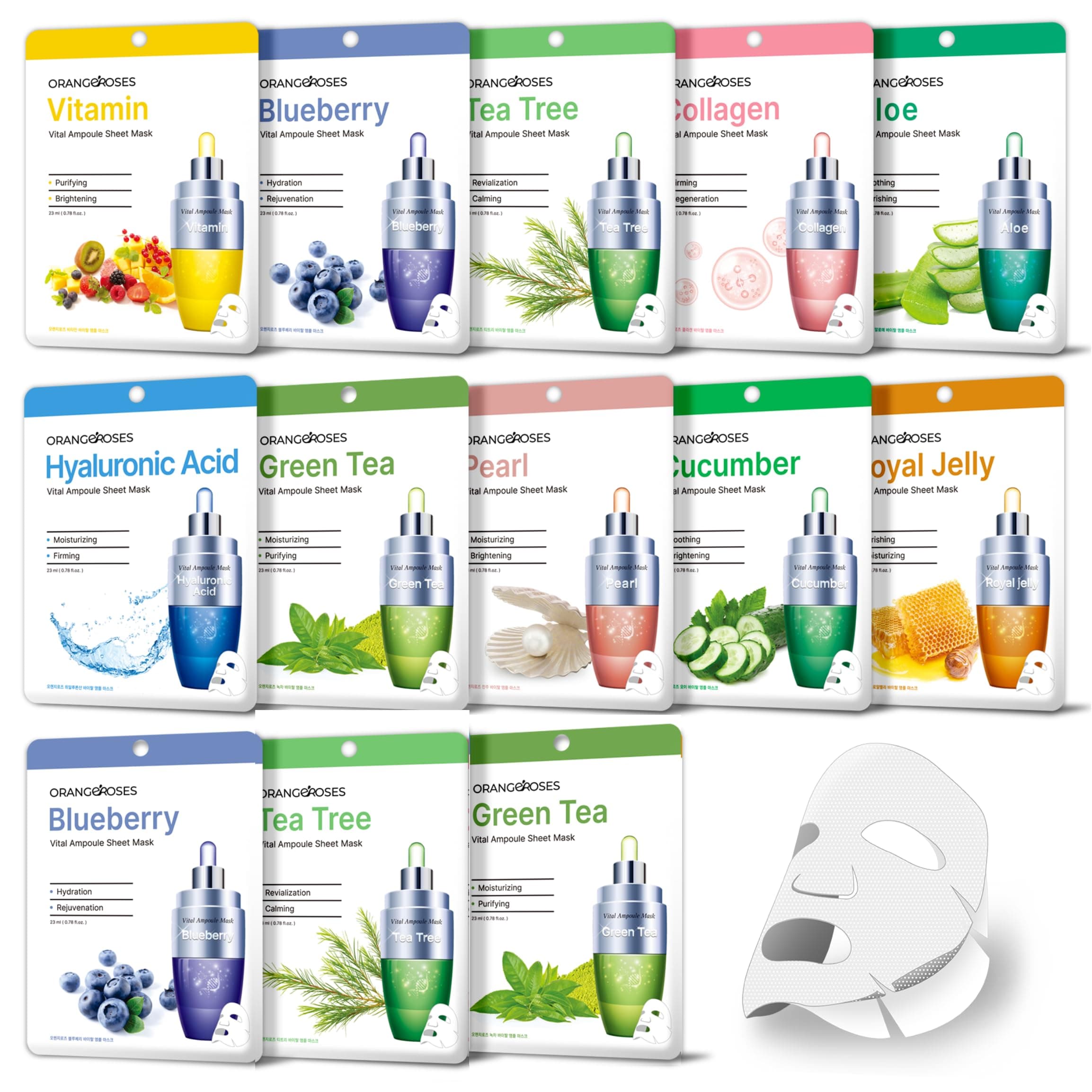 [OBS lab] 13 pcs Ultra Hydraiting Essence Mask (13 pcs Total), Korean Facial Mask Sheet, Skincare Moisturizing