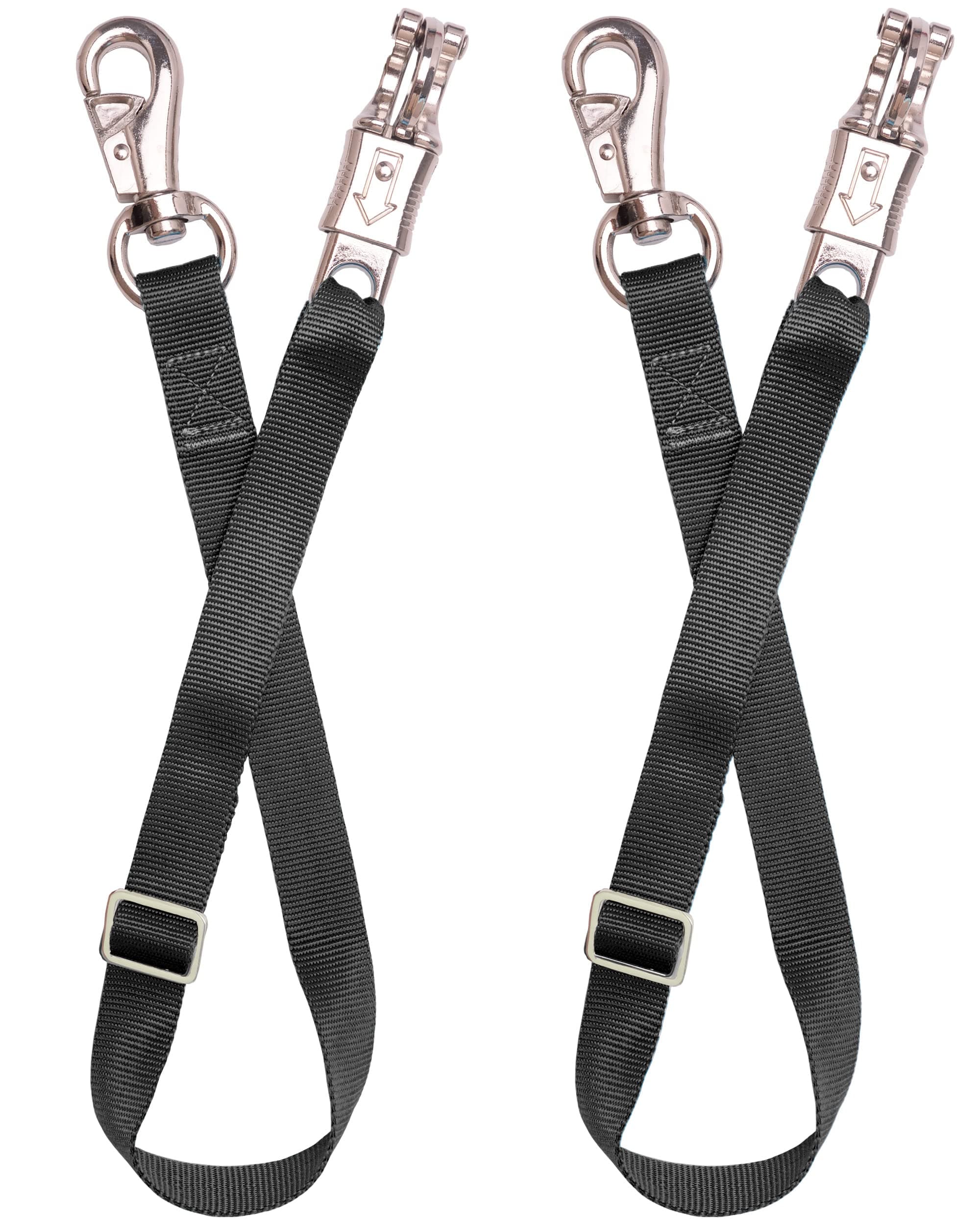 Loaged Adjustable Trailer Tie （2 Pack）-Horse Trailer Nylon Strap Tie，Adjusted from 25 to 37” (Black)
