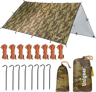 Unigear Tarp Rain Fly Tarp Waterproof Tent Cover Hiking Shelter Foldable Lightweight Waterproof for Camping and Protection Against Rain, Snow and Sun