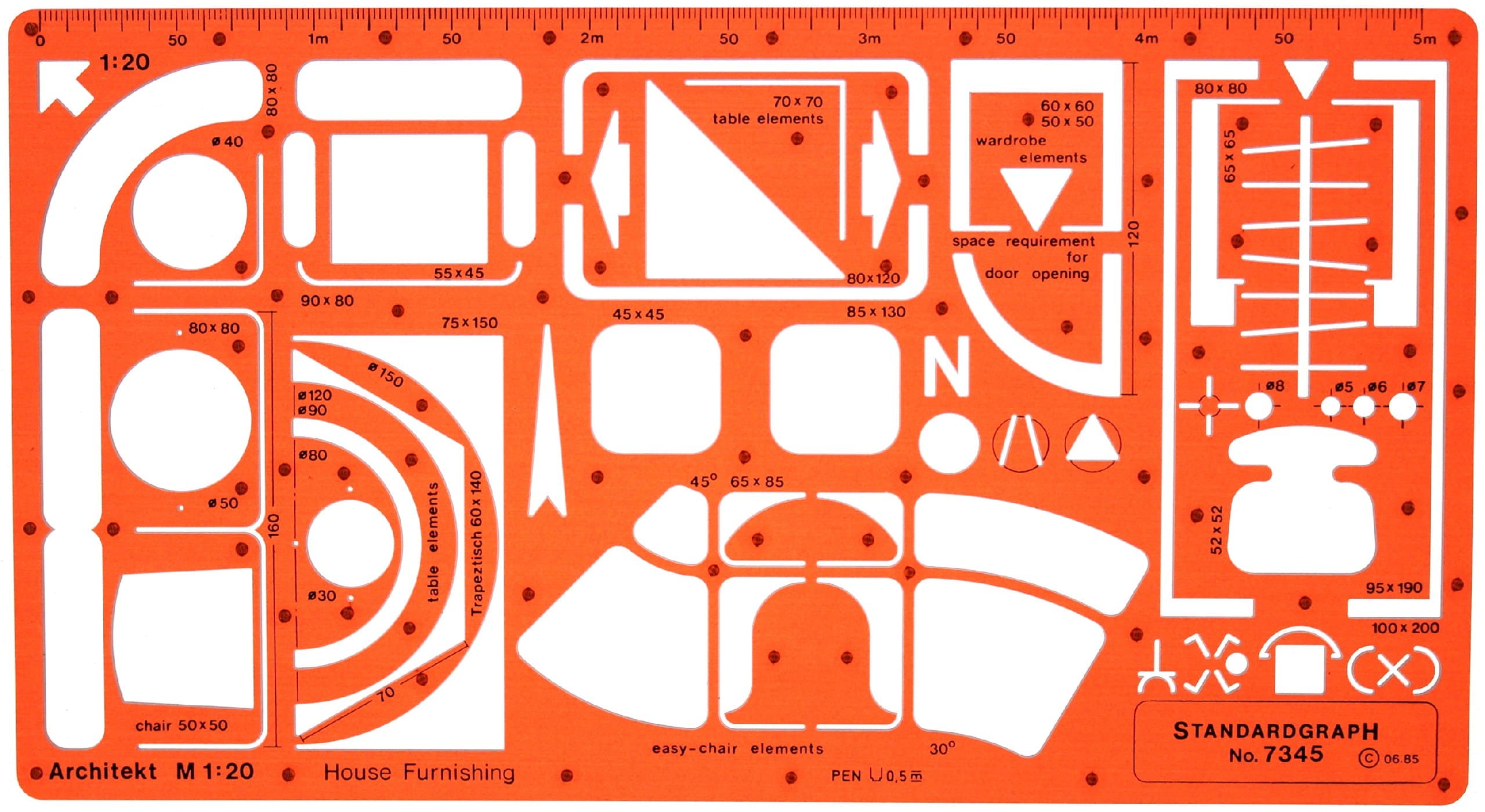 1:20 Scale Trace Architect Template Floor Plan Symbols Sanitary Installation Furniture Furniture Interior Decoration Drawing Technical Tracing Illustration Architecture Houses
