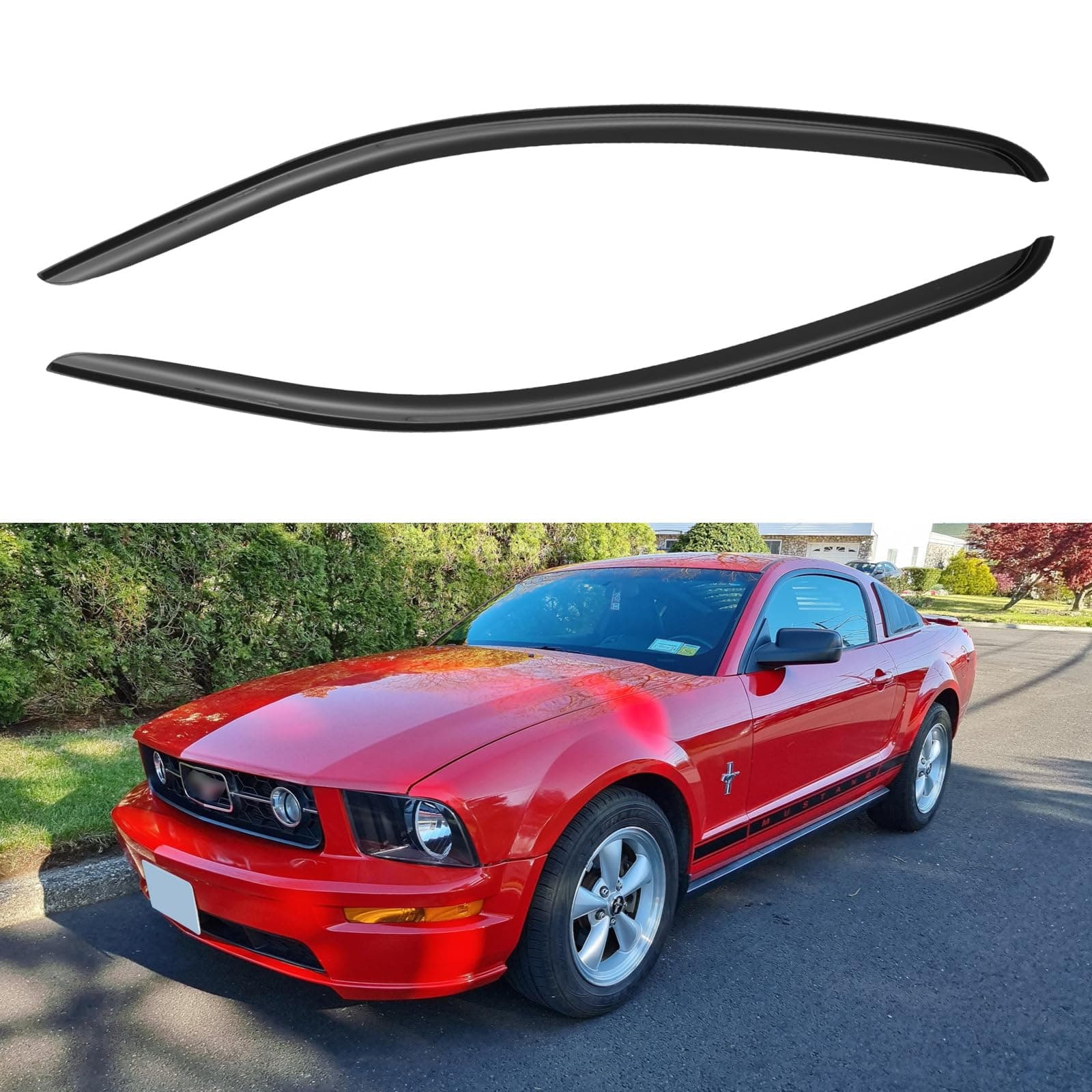 Window Visors Rain Guards Shield for 2005-2009 Ford Mustang, Out-Channel Window Wind Deflectors Vent Shades for 05-09 Ford Mustang